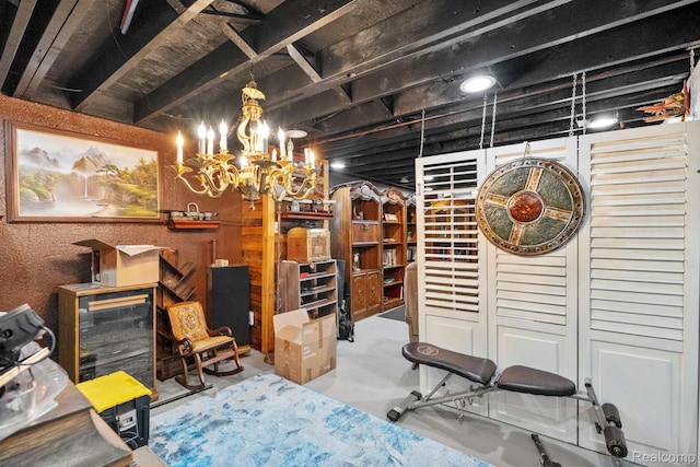 23870 Rockingham St, Southfield, MI 48033 - basement featuring a chandelier