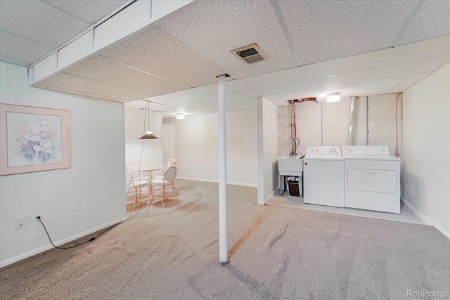 42134 Toddmark Ln, Clinton Township, MI 48038 - finished below grade area featuring independent washer and dryer, carpet, and a paneled ceiling