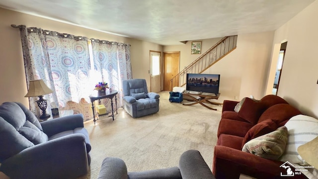 1107 Mccormick St, Monroe, MI 48162 - carpeted living room with stairway