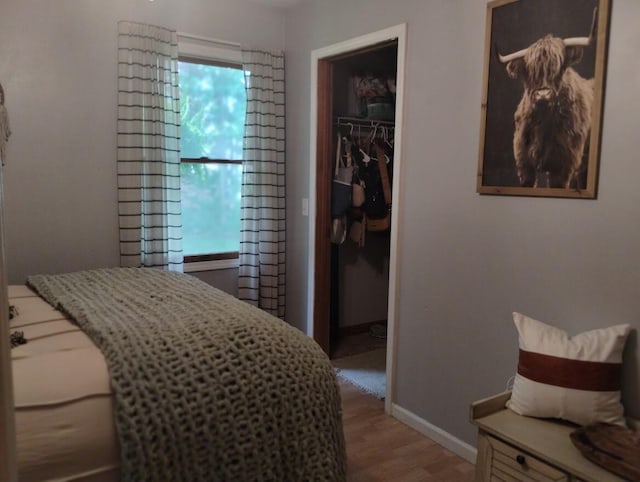 5664 Hall Rd, Muskegon, MI 49442 - bedroom with light wood-type flooring, a walk in closet, multiple windows, and a closet