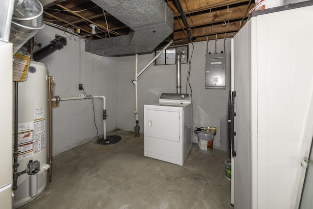 1217 Westmoorland St, Ypsilanti, MI 48197 - unfinished below grade area with washer / dryer, electric panel, water heater, and drainage system