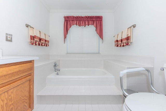 5835 S Ashford Way, Ypsilanti, MI 48197 - bathroom featuring a bath, vanity, and ornamental molding