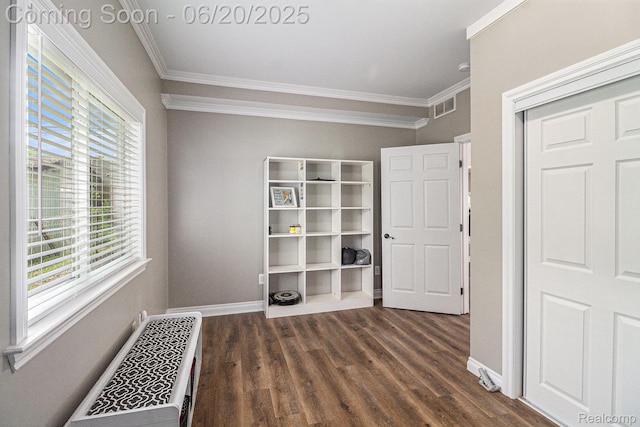 3280 Chambourne St, Ferndale, MI 48382 - interior space featuring ornamental molding and dark wood-type flooring