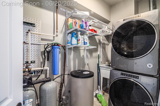 3280 Chambourne St, Ferndale, MI 48382 - washroom featuring stacked washer / dryer