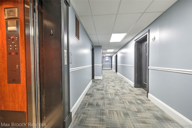 35300 Woodward Ave Unit 503, Birmingham, MI 48009 - hallway with a paneled ceiling and carpet