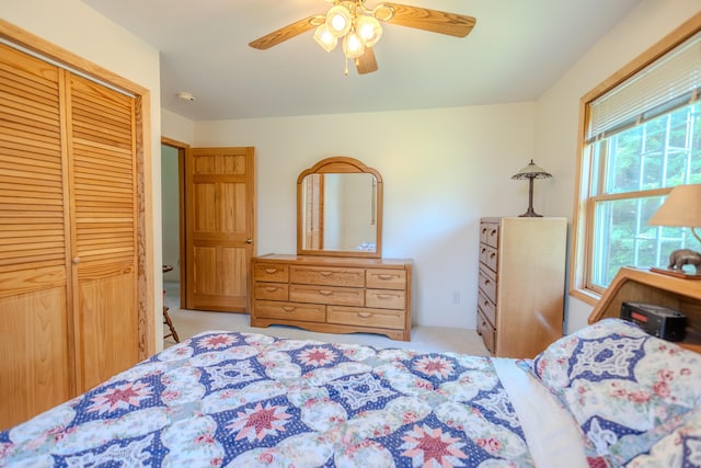 7111 Gilbert Rd, Pittsford, MI 49271 - carpeted bedroom with a closet and ceiling fan
