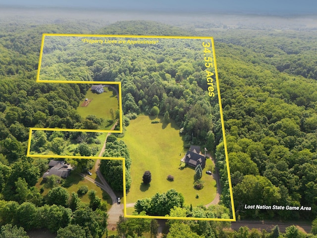 7111 Gilbert Rd, Pittsford, MI 49271 - aerial view of property and surrounding area featuring property boundaries highlighted