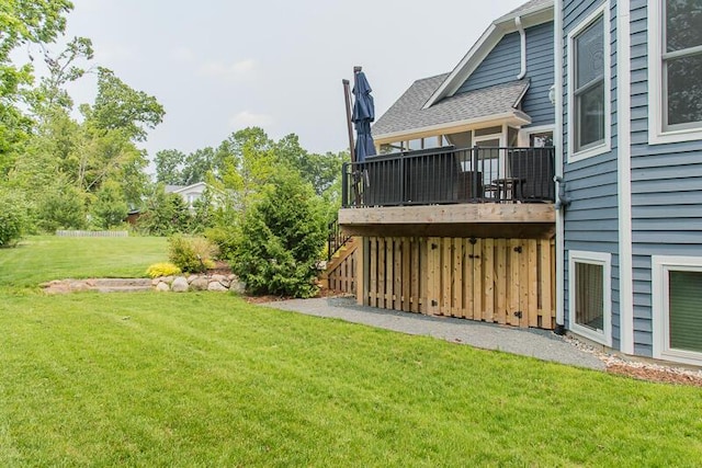 5284 Green Pine Ln, Kalamazoo, MI 49009 - view of green lawn featuring stairway and a deck
