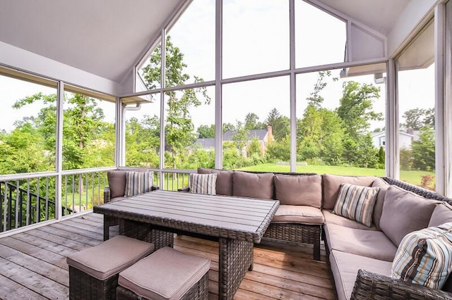 5284 Green Pine Ln, Kalamazoo, MI 49009 - sunroom / solarium with lofted ceiling and an outdoor hangout area