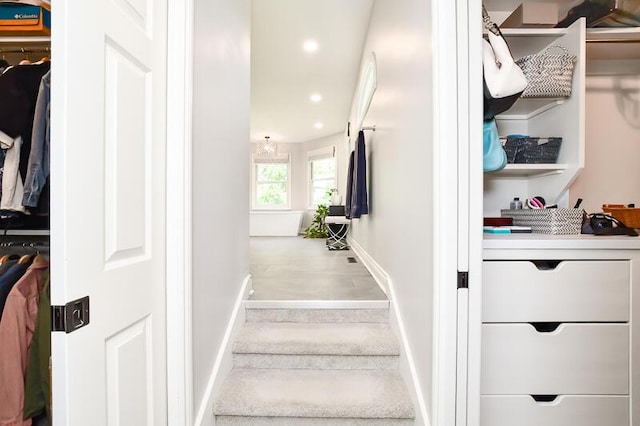 5284 Green Pine Ln, Kalamazoo, MI 49009 - staircase with baseboards and recessed lighting