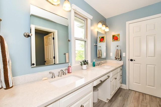 5284 Green Pine Ln, Kalamazoo, MI 49009 - full bathroom with double vanity and wood finished floors