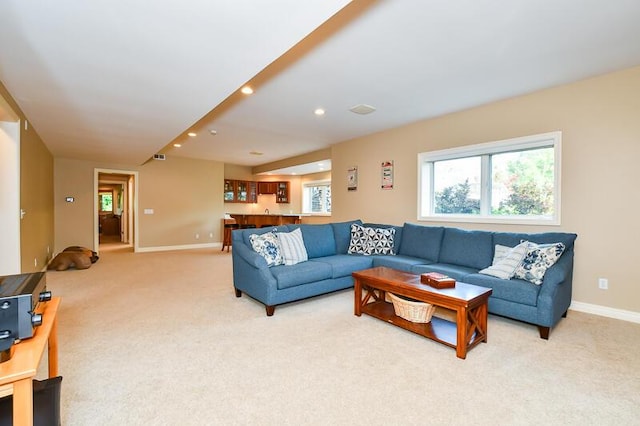 5284 Green Pine Ln, Kalamazoo, MI 49009 - living room featuring light colored carpet and recessed lighting