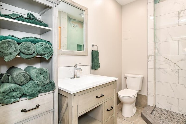 5284 Green Pine Ln, Kalamazoo, MI 49009 - full bathroom with vanity, a tile shower, and tile patterned flooring