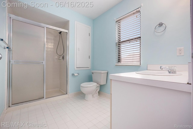 6700 Ridgefield Cir Unit 201, West Bloomfield, MI 48322 - bathroom with vanity, a stall shower, and tile patterned flooring