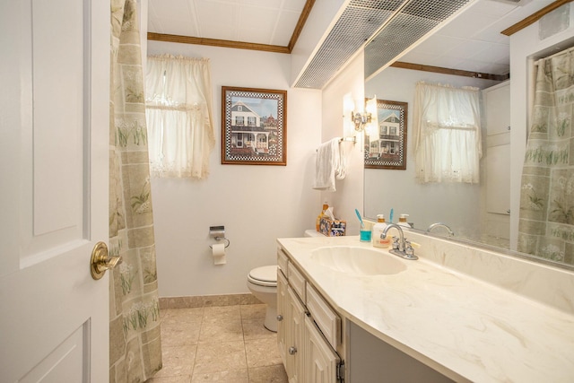 225 W Columbia Ave Unit 6, Battle Creek, MI 49015 - bathroom with vanity, crown molding, and tile patterned flooring