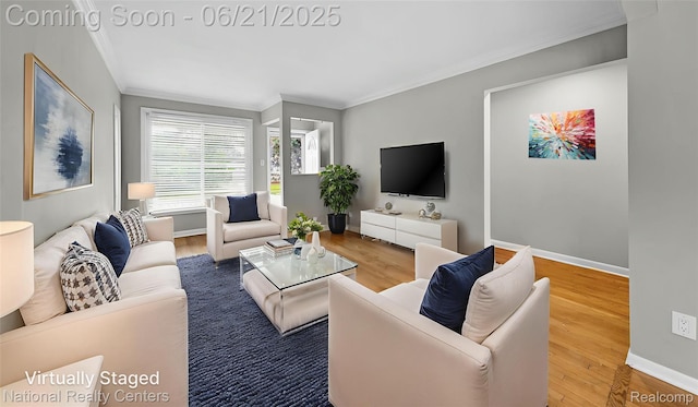 3572 Tyler Ave, Berkley, MI 48072 - living area featuring crown molding and wood finished floors
