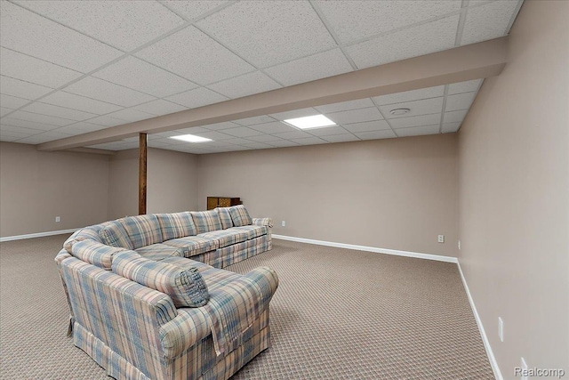 55728 Lorraine Dr Unit 20, Utica, MI 48316 - carpeted living room with baseboards and a paneled ceiling