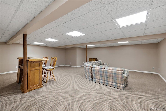 55728 Lorraine Dr Unit 20, Utica, MI 48316 - living room with carpet, a dry bar, and a drop ceiling