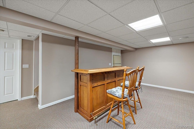 55728 Lorraine Dr Unit 20, Utica, MI 48316 - indoor dry bar featuring carpet floors, a drop ceiling, and refrigerator