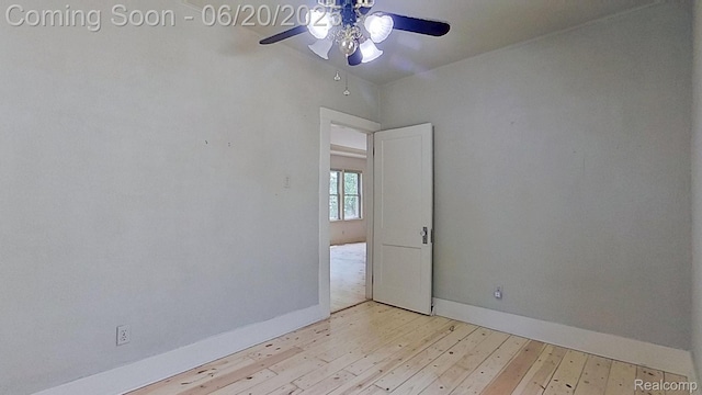 108 High St, Clawson, MI 48017 - spare room featuring ceiling fan and light wood-type flooring