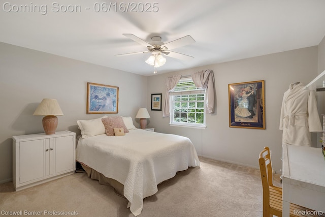 3184 Cedar Key Dr, Lake Orion, MI 48360 - bedroom with light colored carpet and ceiling fan