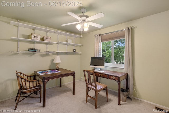 3184 Cedar Key Dr, Lake Orion, MI 48360 - office space featuring light carpet and ceiling fan