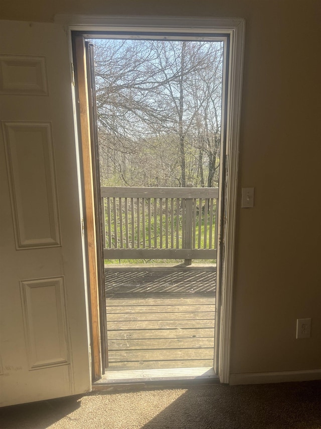 1021 2nd St, Flint, MI 48503 - doorway to outside with carpet flooring