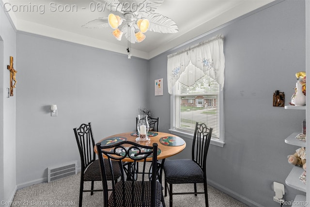7652 Osage Ave, Allen Park, MI 48101 - carpeted dining area featuring a ceiling fan and baseboards
