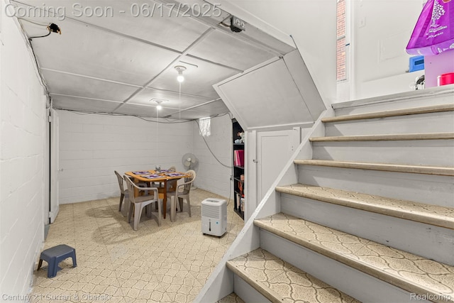 7652 Osage Ave, Allen Park, MI 48101 - stairway featuring concrete block wall