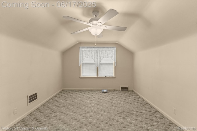 7652 Osage Ave, Allen Park, MI 48101 - additional living space with ceiling fan, vaulted ceiling, and carpet floors