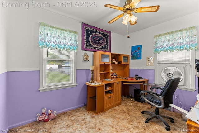 7652 Osage Ave, Allen Park, MI 48101 - home office featuring ceiling fan and light carpet