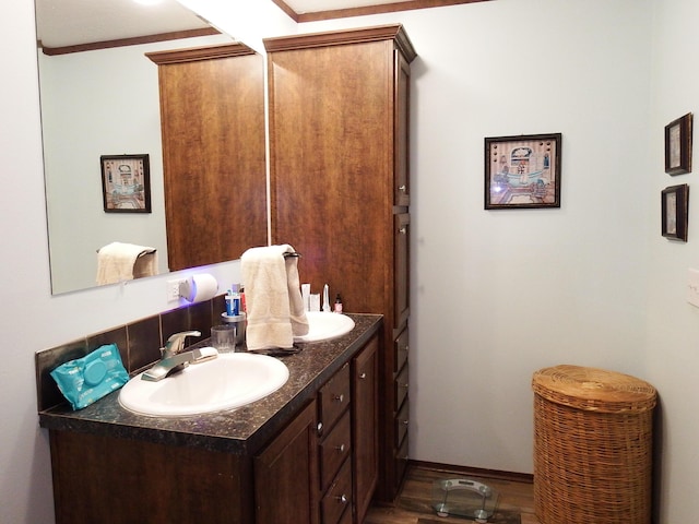 3461 S James Rd, Baldwin, MI 49304 - bathroom featuring vanity and wood finished floors