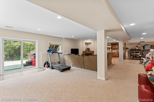 6439 Cohoctah Rd, Fenton, MI 48430 - workout area with carpet and recessed lighting