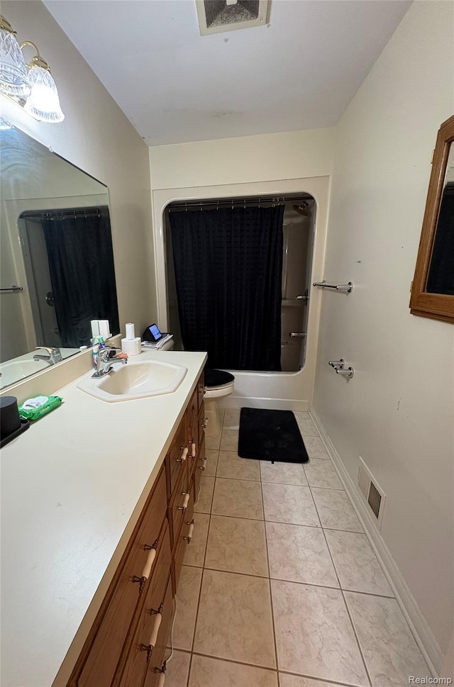 3351 Reid Rd, Swartz Creek, MI 48473 - bathroom with vanity, shower / bath combination with curtain, and tile patterned flooring