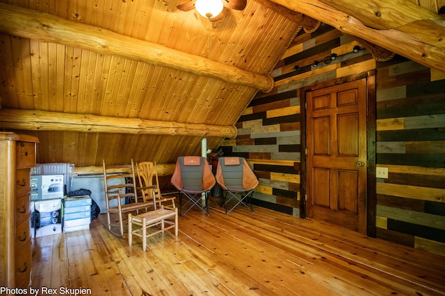 4585 W Arrowhead Dr, White Cloud, MI 49349 - bonus room with wood-type flooring, ceiling fan, and wood ceiling