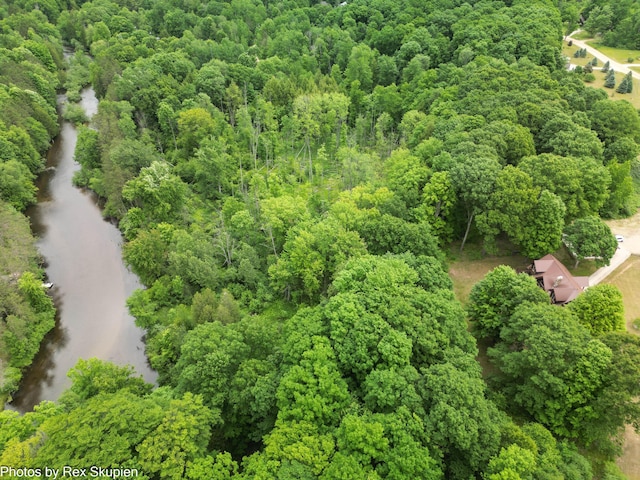 4585 W Arrowhead Dr, White Cloud, MI 49349 - drone / aerial view of a nearby body of water and a heavily wooded area