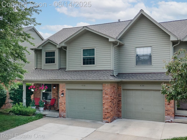 438 Oakgrove Ct, Clawson, MI 48017 - view of property with a shingled roof, brick siding, and a porch