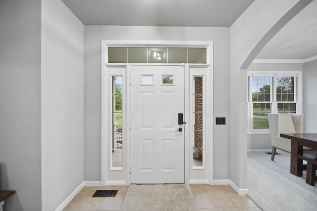 874 Pinecrest, Dexter, MI 48130 - entryway with arched walkways and light tile patterned flooring