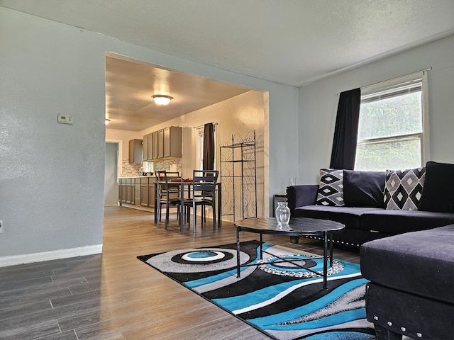 1406 Bixby Rd, Kalamazoo, MI 49048 - living room featuring wood finished floors and a textured wall