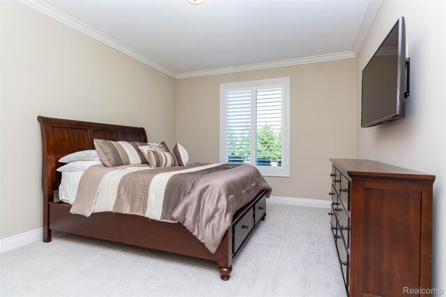 48913 Pinebrook Dr, Utica, MI 48315 - bedroom with ornamental molding and light carpet