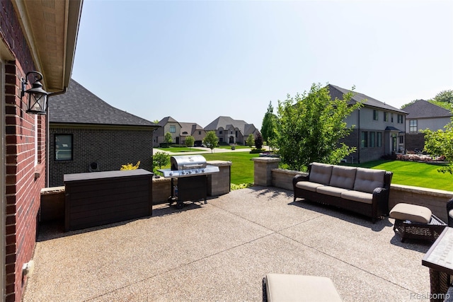48913 Pinebrook Dr, Utica, MI 48315 - view of patio / terrace with a residential view, an outdoor hangout area, and area for grilling