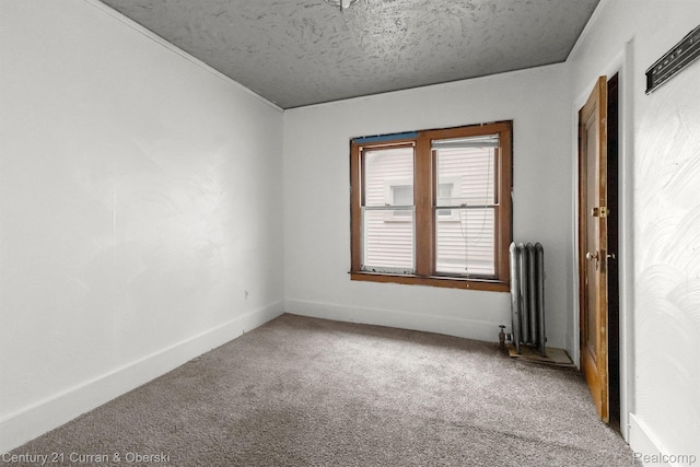 5527 Chalmers St, Detroit, MI 48213 - unfurnished room featuring radiator, carpet, and a textured ceiling
