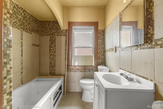 5527 Chalmers St, Detroit, MI 48213 - bathroom featuring tile walls, tile patterned floors, and vanity