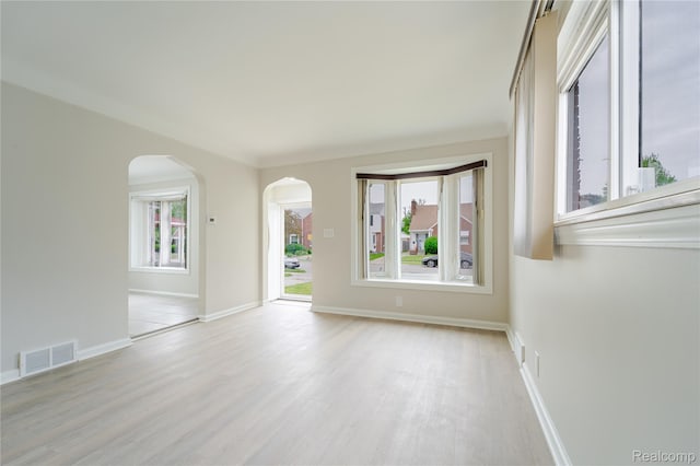15648 Stricker Ave, Sterling Heights, MI 48021 - empty room with arched walkways and light wood-style flooring