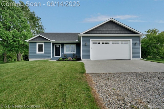 453 Angle Rd, Lapeer, MI 48446 - view of front of property featuring concrete driveway, an attached garage, and a front yard