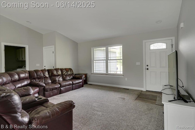 453 Angle Rd, Lapeer, MI 48446 - living area with lofted ceiling and carpet flooring