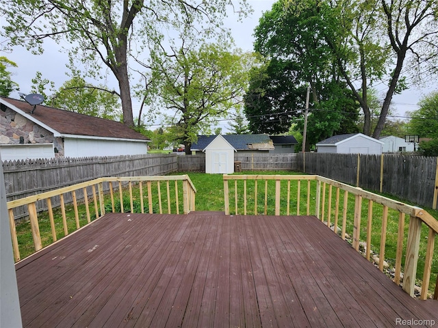 248 W Longfellow Ave, Pontiac, MI 48340 - wooden terrace with a fenced backyard and a storage unit