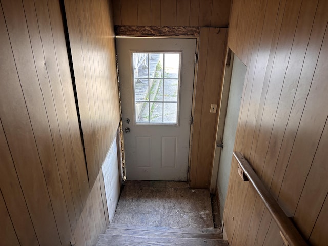 1407 Michigan Ave, Alma, MI 48801 - doorway to outside with wooden walls