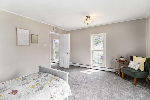 140 W Corey St, Bronson, MI 49028 - bedroom with a baseboard radiator, carpet, and ornamental molding