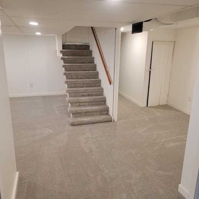 2356 SE Paris, Grand Rapids, MI 49507 - finished basement with stairs, carpet floors, and recessed lighting